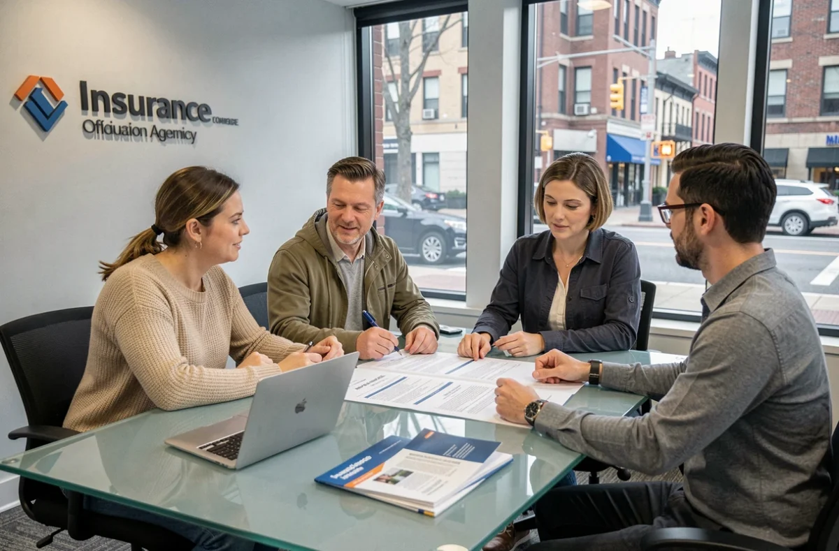 Couple en rendez-vous avec un conseiller pour le transfert d'une assurance automobile