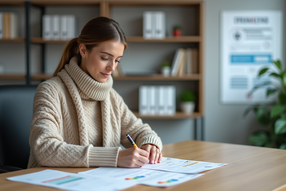 Femme remplissant un formulaire d