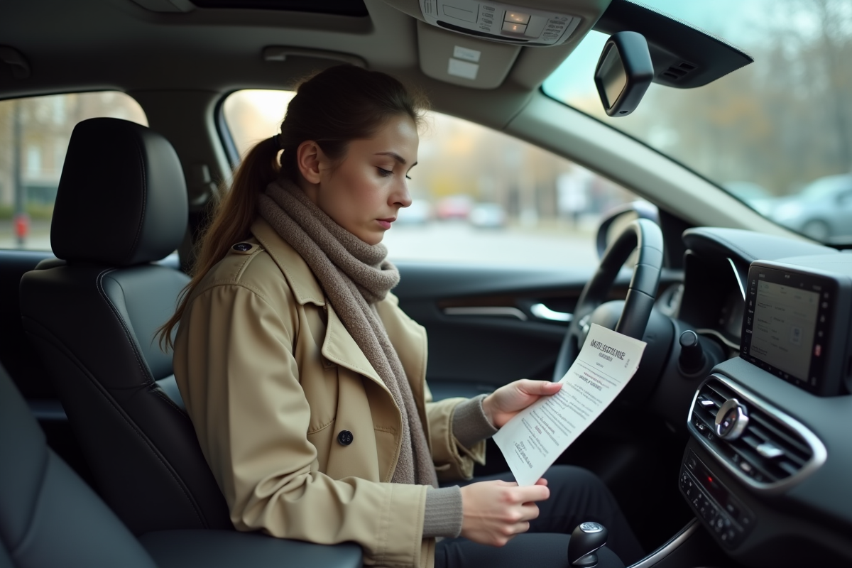 Jeune femme lisant document sur plaques d