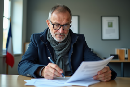 Homme d'âge moyen vérifiant des documents administratifs