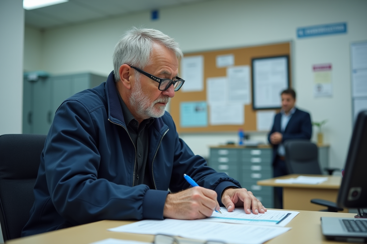 Homme remplissant un formulaire de permis de conduire