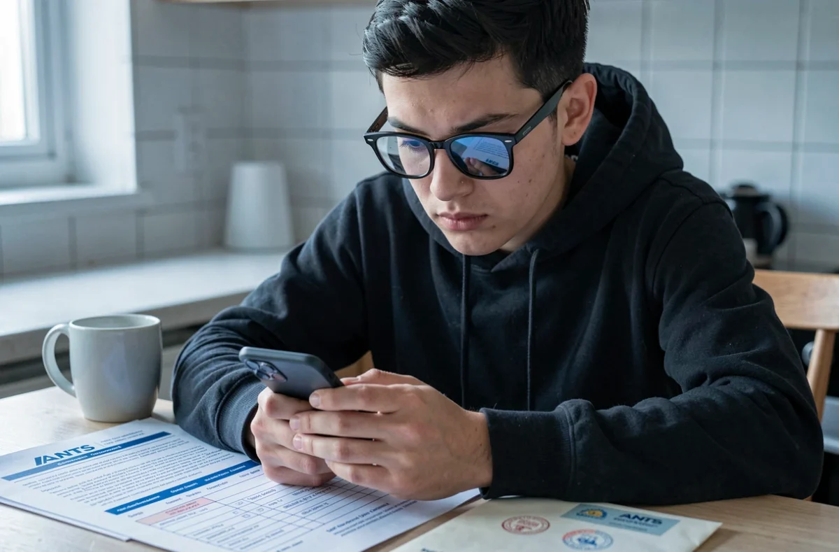 Jeune personne recherchant son code NEPH sur le site officiel ANTS depuis son smartphone