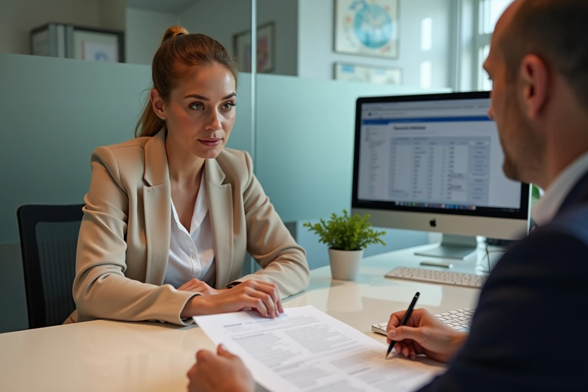 Cliente en rendez-vous avec un conseiller pour changer d'assurance auto et obtenir de meilleures garanties