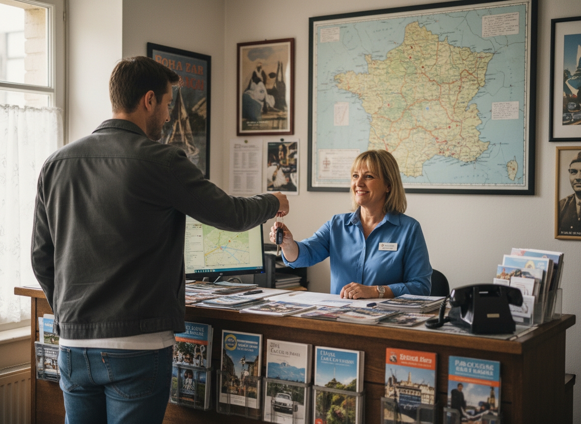 Homme rendant les clés de voiture à l