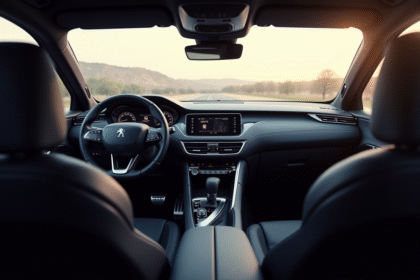 Tableau de bord moderne Peugeot 408 vue de derrière
